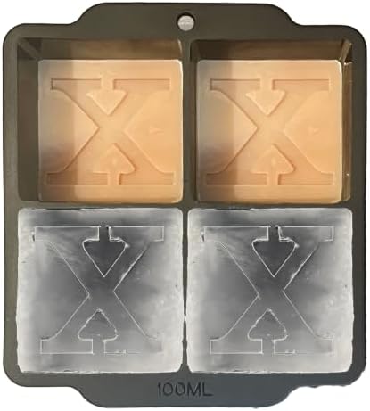Monogrammed Ice Cubes Mold with Lid, 2 inch Whiskey Ice Cube Tray, Personalized Initials Silicone Cocktail Ice Cube Mold, Wedding Monogram, Thank You Gift(Letter X)