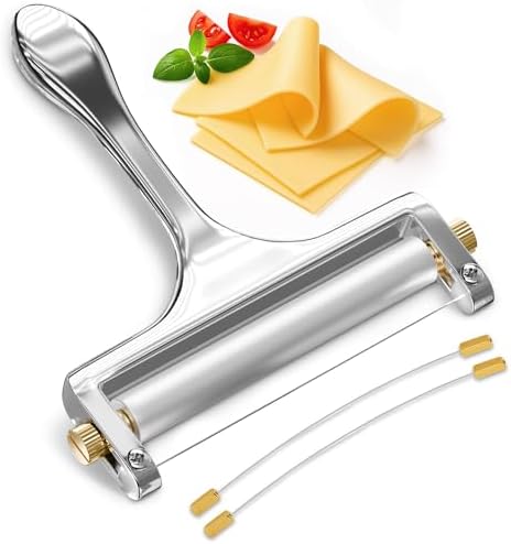 Handheld Wire Cheese Slicer with 2 Extra Wires, Thickness Adjuster