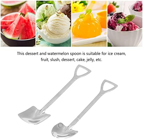 2Pcs 6 Inch Stainless Steel Shovel Spoons,Ergonomic Handle Ice Cream Scoop for Dessert Fruit Yogurt, Mini Kitchen Tableware Tools for Home Restaurant(#1)