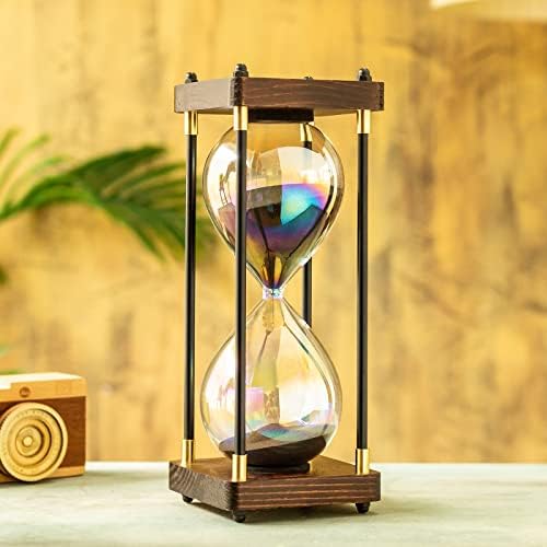 Rainbow Hourglass Timer,60 Minutes Sand Timers,Hour Glass with Sand Timer for Gift,Hourglass Decor for Home, Desk,Office, Wedding Decor (Black)