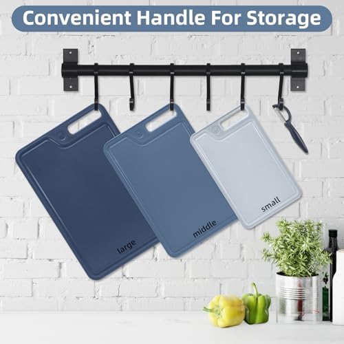 4 Piece Plastic Cutting Board Set for Kitchen Dishwasher Safe,Food Safety, Non-Slip Design, Ideal for Meat and Vegetable Prep