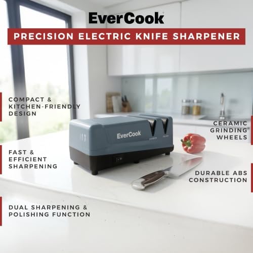 Precision Electric Knife Sharpener for Kitchen Knives, 2-Stage Sharpening and Polishing, Ceramic Grinding Wheels, and Non-Slip EVA Feet