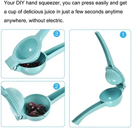 uxcell Manual Hand Squeezer, Aluminium Alloy Lemon Orange Citrus Juicer Suitable for Lemon, Watermelon, Orange, Pomegranate, Cucumber - Blue