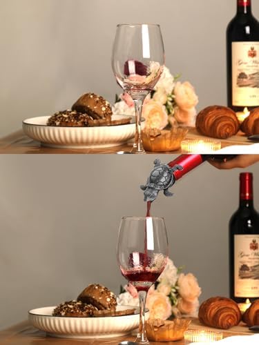 Sea Turtle Wine Pourer Bottle Stopper, Metal Animal Wine Aerator Spout with Leak-Proof Rubber, Universal Fit for Wine & Liquor Bottles, Drip-Free Turtle Wine Topper Bar Accessory Gifts for Wine Lovers