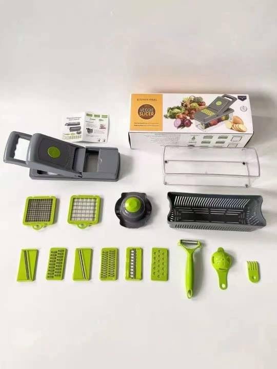 Pro Vegetable Chopper with 8 Blades:Mandoline Onion , Egg Separator Cutter,Food Slicer with Container for Kitchen