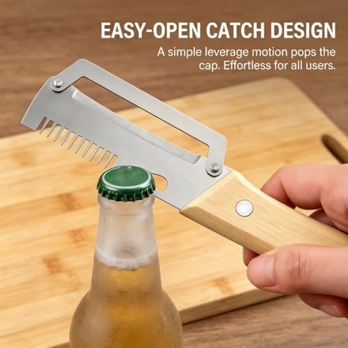 Elite Knives and Cutlery Set, 2-in-1 Serrated Peeling Knife Premium Vegetable Peeler, Multifunctional Vegetable Peeler with Wooden Handle and Bottle Opener for Kitchen (2pcs,B)