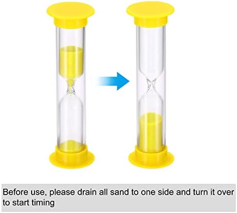 PATIKIL 2 Minute Sand Timer, 4Pcs Small Sandy Clock with Plastic Cover, Count Down Sand Glass for Games, Kitchen, Party Favors DIY Decoration, Yellow