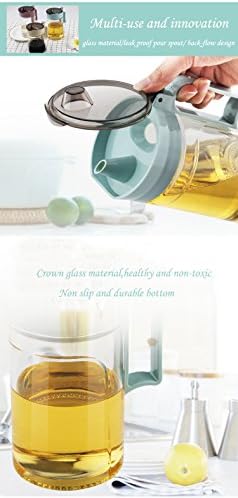TENTA KITCHEN Olive Oil Vinegar Syrups Bottle Dispenser Cruet - 650ml(22Oz) Oil Bottle Glass With No Drip Plastic Bottle Spout And Protective Cap(Green 1PC)