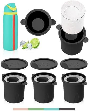 Ice Molds for Owala 24-40oz, Set of 3, Food-Grade Soft Silicone, No White Residue, Easy to Release, Straw Placement Compatible with Owala FreeSip, Keeps Drinks Cold Longer (Dark Grey)