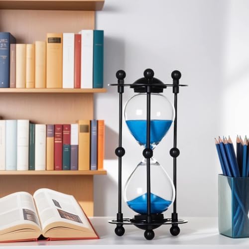 Hourglass, 15 Minute Sand Timer, Vintage Metal Hour Glass for Home Office Desk Decor, Unique Sand Clock Gifts (Blue)