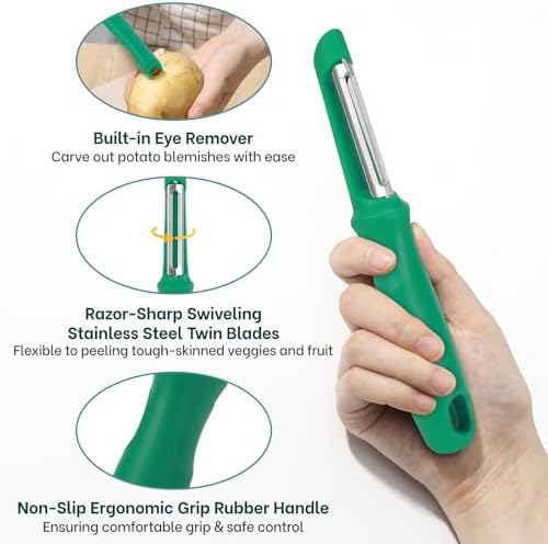Beneno Swivel Vegetable Peeler, Premium Smooth Peeling Potato Peeler, Green