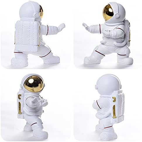 F380 Astronaut Kung Fu Figurine Statue Resin Spaceman Sculpture Desktop Ornament Space Themed Crafts Cake Toppers Model Home Office Decor Gifts for Christmas