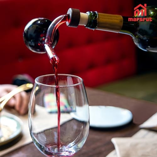 Wine Aerator Decanter Bulb, Italian Aireador De Vino, Wine Whisky Bottle Decantador Dosificador Pourer for Taste Better, Clear Glass Spout, Accessories for Birthday Father Gift Home Gathering, No Drip