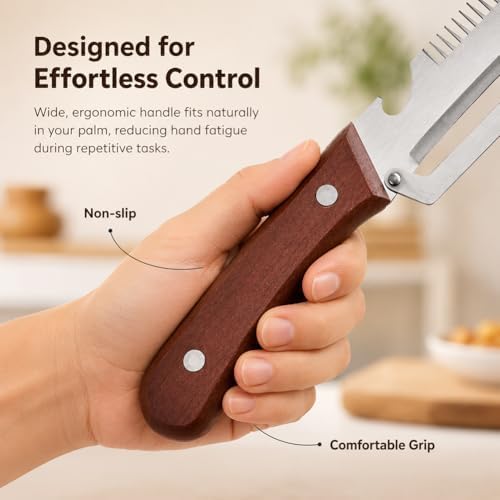 Julienne Peeler - Multi-Functional Vegetable Peeler, 2.5mm (0.1") Thickened 420 Stainless Steel with Glide-Path Zero-Pressure Cutting & Bottle Opener For Fruit Veggie Peeler (A)