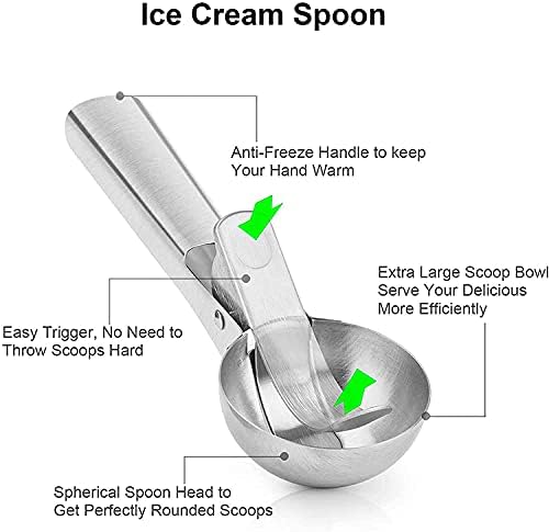 Scoop Stainless Steel, Ice Cream Scoop with Trigger Release