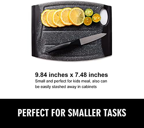 7.48" Plastic Cutting Board for Kitchen with Multiple Juice Grooves (Black)
