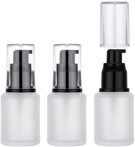 Segbeauty 1oz Frosted Glass Travel Bottles for Lotion, 3pcs Matte Translucent Empty Essential Oil Bottle, 30ml Travel Size Skincare Containers, Cream Pump Bottle, Toiletry Bottles for Liquids