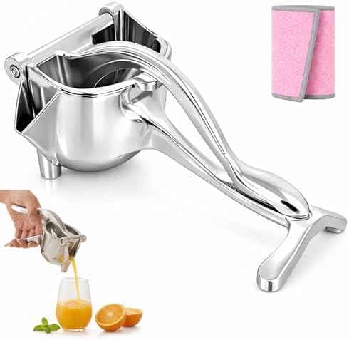 Heavy Duty Cast Iron Juicer Manual Hand Press, Stainless Steel Fruit Juice Squeezer for Lemon & Orange, Citrus Press Juicer (PRO)