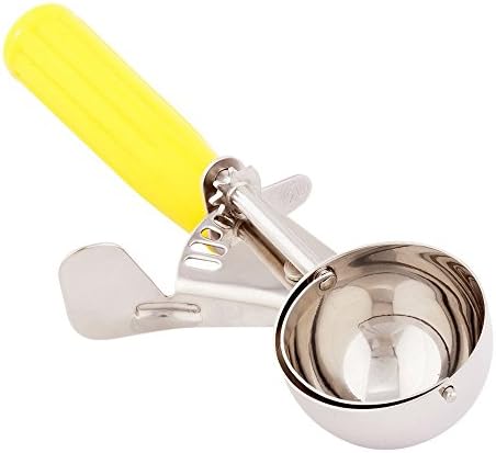 Restaurantware Met Lux 2 Ounce Portion Scoop 1 Trigger Release Cookie Scoop - With Yellow Handle Stainless Steel Disher For Portion Control Scoop Cookie Dough Cupcake Batter Or Ice Cream