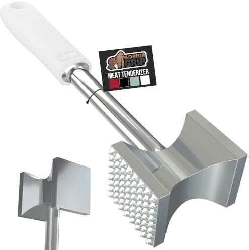 GORILLA GRIP Patented BPA-Free Dual-Sided Meat Tenderizer Mallet, White