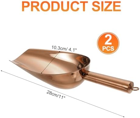 uxcell 2pcs Metal Ice Scoop, 11" x 4.1"Stainless Steel Ice Scooper for Kitchen Party Bar Wedding Use, Rose Gold
