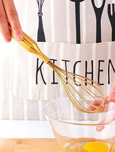 Stainless Steel Whisks Beating Stirring, Egg-Separators, Cake Shovels, Grill Basting Brush with 1 Pack Back Up Silicone Brush Heads, Baking Tool, Set of 5 -Gold