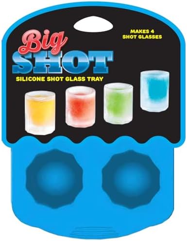 HIC Kitchen Big Shot Silicone Ice Tray, Non-Stick, Makes 4 Ice Shot Glasses