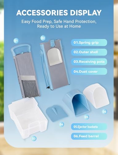 Safe mandoline slicer for kitchen, 8 in 1 Vegetable Chopper, Adjustable food chopper with container, french fry cutter for potatoes, salad chopper tool, Kitchen Chopping Artifact, Gift (SkyBlue)