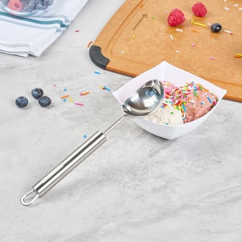 Restaurantware Stainless Steel Ice Cream Scoop - German Standard Heavy Duty Ice Cream Scooper with Ergonomic Handle, Dishwasher-Safe - Kitchen Scoop For Gelato, Sorbet, Melon