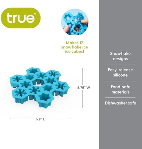 TrueZoo Snowflake Silicone Ice Cube Tray, Flexible Ice Mold for Whiskey, Cocktails, Jello Shots, Chocolates, Desserts, Crafts, Frozen Treats, Kitchen & Home Bar Gifts, Set of 1, Blue