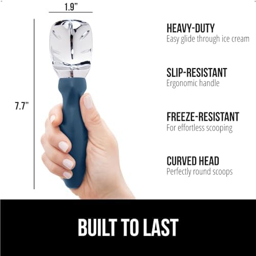 GORILLA GRIP® Heavy Duty Ice Cream Scoop, Professional Scooper, Blue