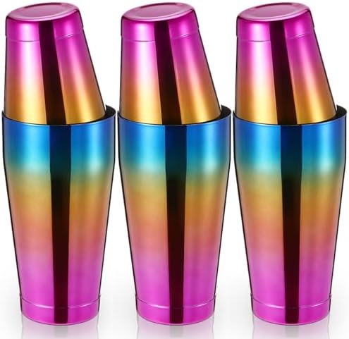 Sabary 6 Pcs Shakers Bartending Boston Cocktail Shaker, Gradient Color