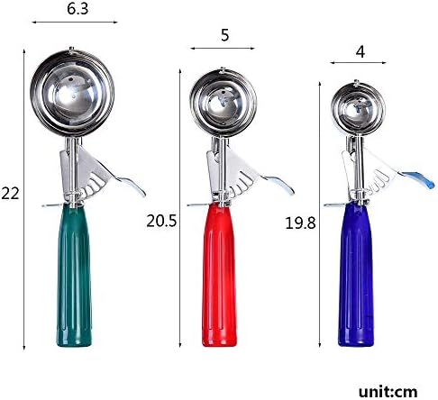 Cookie Scoop Set of 3 With Plastic Handle, Ice Cream Scoop with Trigger, Size Large（2.49 Inch）- Medium（1.97 Inch）- Small（1.58 Inch） Size Polishing 18/8 Stainless Steel Cupcake Scoop