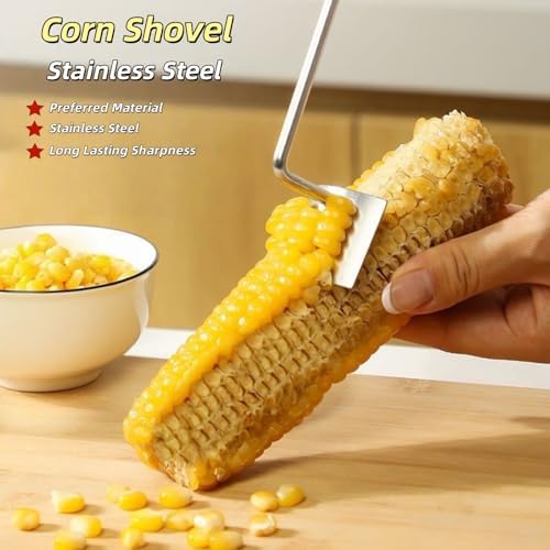 Easy Clean Corn Cob Peeler, 2025 New Corn Cob Stripper Stainless Steel Corn Shovel Corn Stripping Tool - Upgrade Fresh Corn Kernel Remover Shovel Cutter for Kitchen Household Use (3)