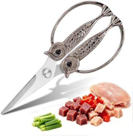 XSNBRD All Purpose Kitchen Shears, Nickel Stainless Owl Scissors.