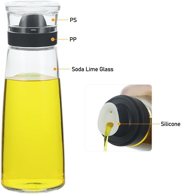 2 Pcs Glass Olive Oil and Vinegar Dispenser Bottles Set for Kitchen Cooking with Silicone Dual Pouring Spout, Soy Sauce Dispenser with Dust-proof Lid (White, 5.4 oz)
