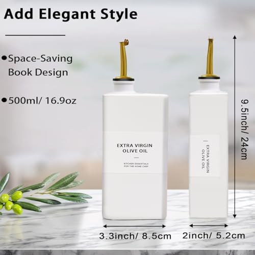 Olive Oil Dispenser Bottle for Kitchen, 16.9oz Soy Sauce Dispenser, UV Protected Oil&Vinegar Cruet Set, Soy Sauce Dispenser (Clear, Set of 2)