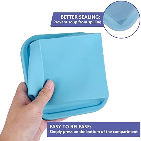 Soup Freezer Tray Silicone Freezer Tray with Lid - Easy Release Molds Containers for Food Storage & Freeze Soup, Broth, Stew or Sauce (1-Hole 4 Pack Thin)