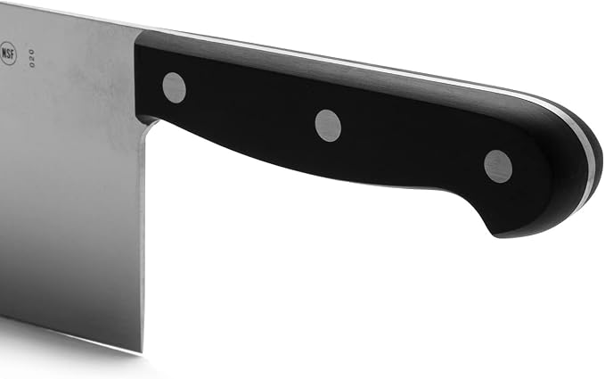 Arcos Cleaver Knife 8 Inch Nitrum Stainless Steel and 200 mm blade. 400 gr. Prolonged and heavy use. Ergonomic Polyoxymethylene POM Handle. Series Universal. Color Black