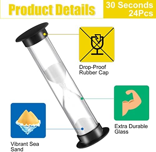 Geelin 24 Pcs 30s Sand Timer Kids for Classroom Acrylic Covered Hourglass Clock Toothbrush Sand Timer for School