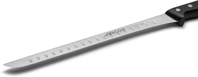 Arcos Carving Knife 11 Inch Stainless Steel. Ham Slicer Knife to Cut Ham and Meat. Ergonomic Polyoxymethylene Handle and 280mm Hollow Blade. Series Universal. Color Black