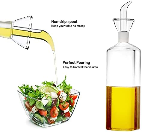 16 ounce/480ml Glass All-Purpose Cruet, Glass Oil Decanter and Cruet for Kitchen and BBQ (Square-16 oz)