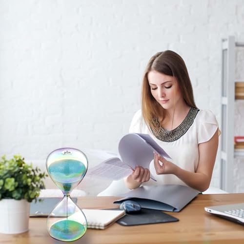 SuLiao Sand Timer 5 Minute Hourglass,Turquoise Sand Clock,Large Sand Watch 5 Min,Colorful Biloba Puff Minimalist Hour Glass Sandglass for Home,Desk,Office Decorative