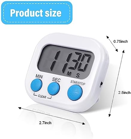 Weewooday 12 Pcs Digital Kitchen Magnetic Timer Bulk Classroom Count up Countdown Egg Timer Cute Desk Stopwatch for Back to School Teacher Kids Cooking Office(White,Stylish Style)