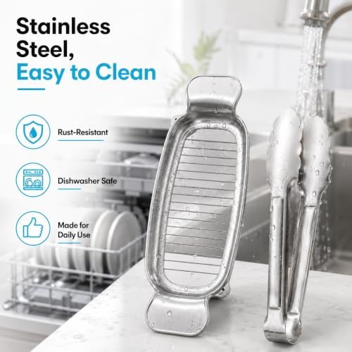 Butter Slicer Cutter with Serving Tongs, 304 Stainless Steel Butter and Cheese Cutter Wire Slicer Kitchen Gadget for Block Butter, Soft Cheese, Toast, Pancakes, Breakfast, Baking and Serving