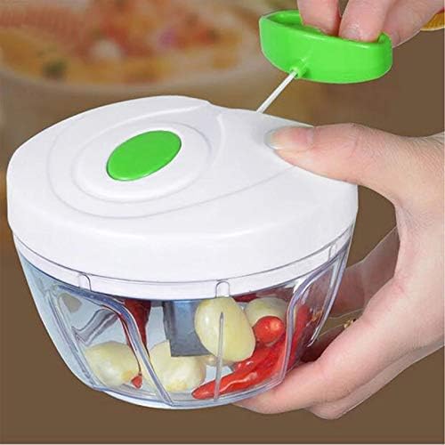 Multi-function Hand Held Vegetable Shredder Slicer Cutter Powerful Manual Pulling Food Chopper Cutting Various Foods Nuts Pesto (Green)