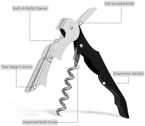 Custom Wine Bottle Opener, Stainless Steel Wine Key Corkscrew w/Foil Cutter