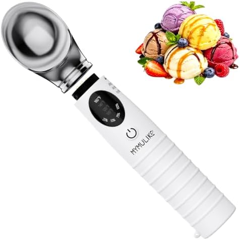 MYMULIKE Heated Ice Cream Scoop, 4 Temp Settings (100-160°F) for Gelato