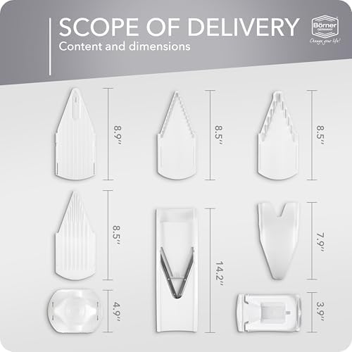 Mandoline Food Slicer Börner V1 (Profi Set) by Reston Lloyd • V-Slicer with 4 Inserts, Docking Station & Food Holder • Made in Germany • Fruit & Vegetable Chopper • Multiple Settings • Color: White