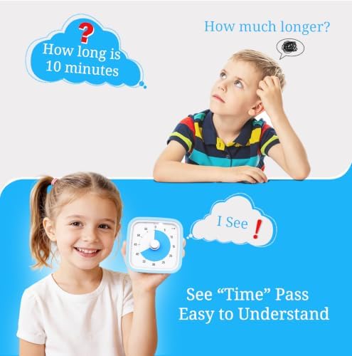 Visual Timer for Kids and Adult, 60-min Countdown Timer, LightBlue